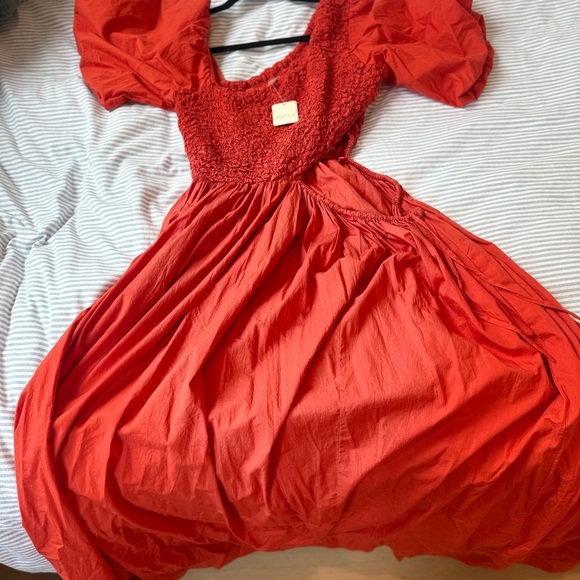 Free People Red Smocked Ruffled Maxi Dress - Picture 7 of 7